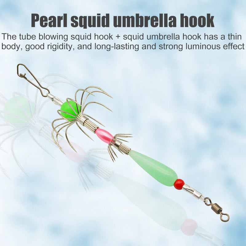 Luminous Squid Umbrella Hook Carbon Steel Cuttlefish Soft Hook Fishing Equipment