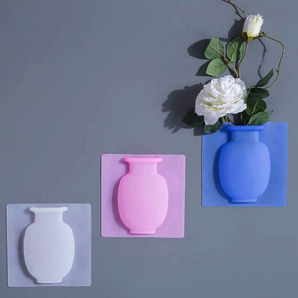 Walls Decorations Plant Vases Wall Stick Silicone Sticky Vase Flowers Container
