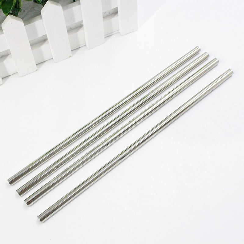 1Set Kitchen Tools 2pcs Stainless Steel Metal Drinking Straws+Brush for Mug