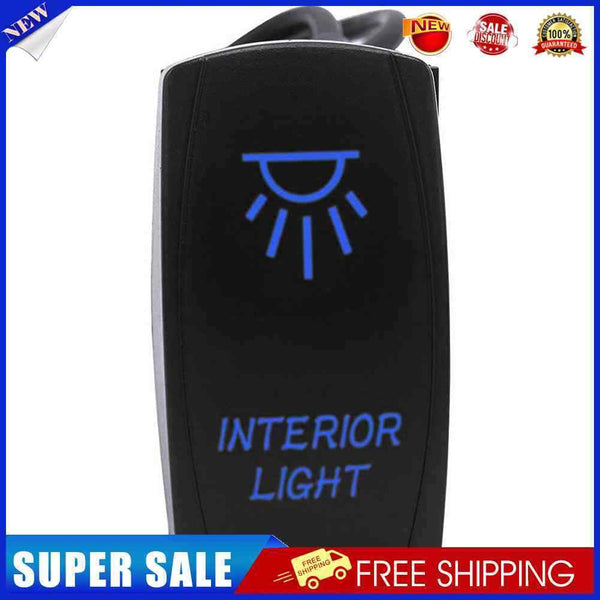 LED Blue INTERIOR LIGHT Rocker Switch with Wires 5-Pin 12V 20 Amp Universal Car