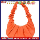 Retro Women Pure Color Pleated PU Underarm Bag Casual Ladies Top-handle Handbag