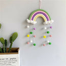 Handmade Woven Photo Prop Clouds Felt Ball Wall Hanging Decor Rainbow Tapestry