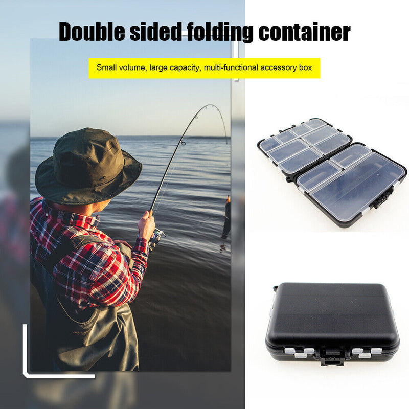 Double Sided Folding Fishing Tackle Box Compartment Bait Hook Storage Case