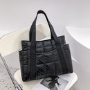 Retro Quilted Lattice Large Shoulder Bag Women Solid Color Nylon Shopping Bags