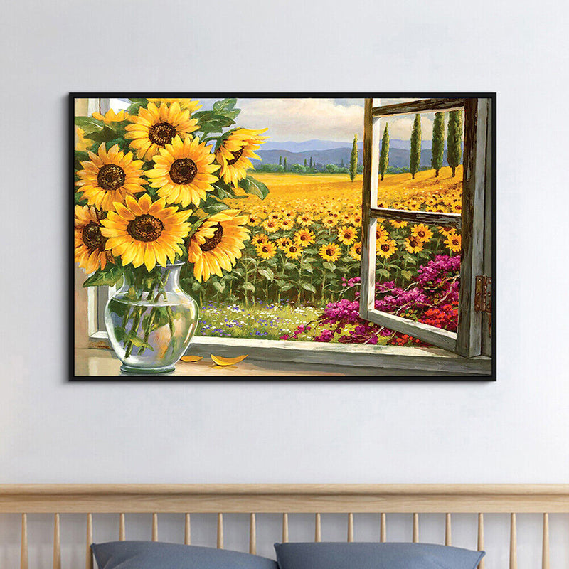 5D Full Round Drill Sunflower Diamond Painting Kit for DIY Home Art Decoration