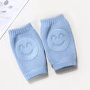 1 Pair Cotton Baby Smile Face Knee Guard Toddler Crawling Knee Pads (Blue) Newly