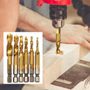 6pcs Self-centering Spiral Pointed Tap HSS Tapping Thread Hex Tap Drill Bit Tool