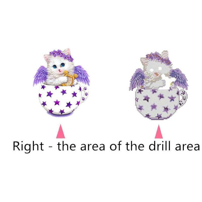 Cat 5D DIY Diamond Painting Embroidery Mosaic Needlework Home Decor(Purple)