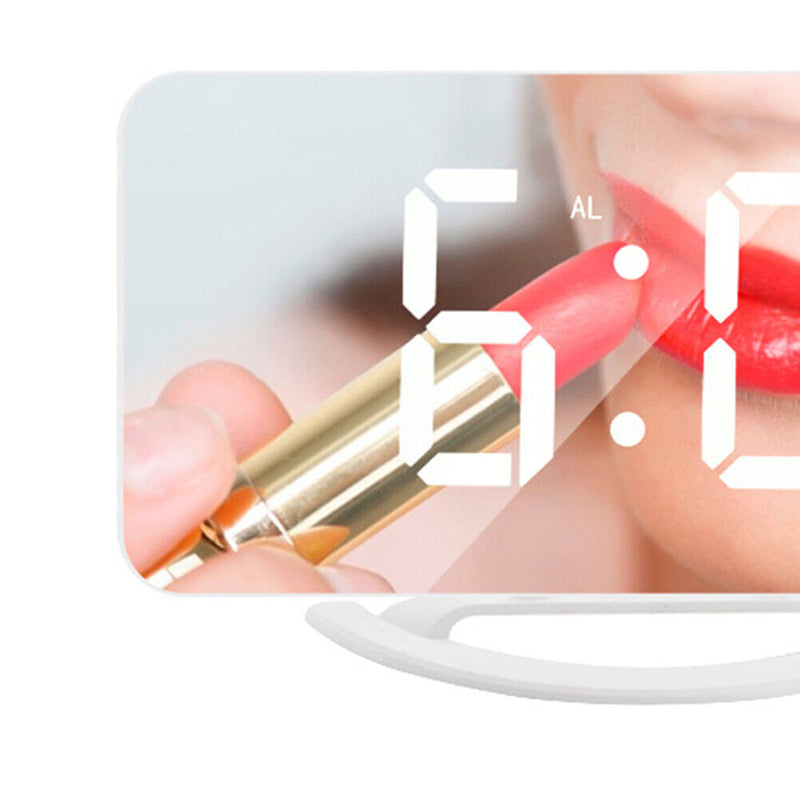 LED Mirror Wake Up Clock Electronic Auto Photosensitive Alarm Clock (A)