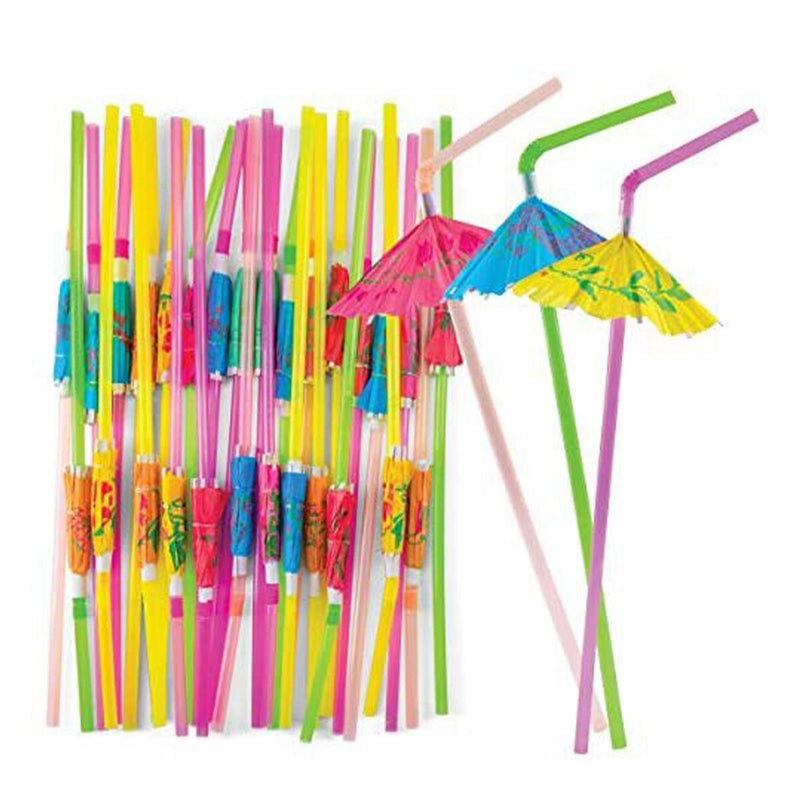 50x Cocktail Umbrella Drinking Straws Birthday Wedding Party Drink Decor`