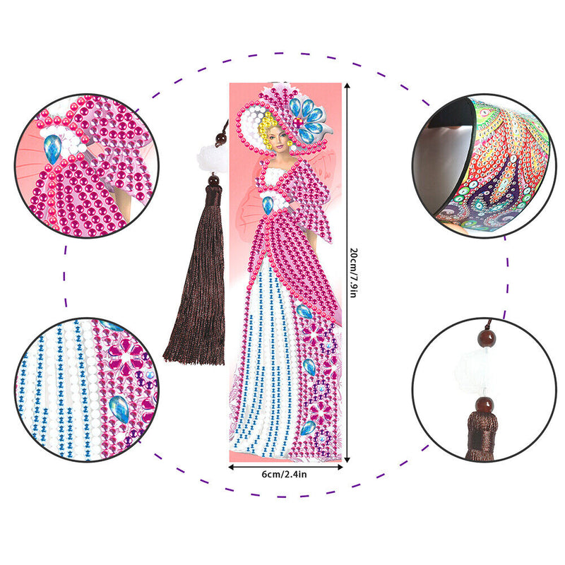 2pcs DIY Diamond Painting Leather Bookmark Lady Mosaic Special-shaped Drill Art