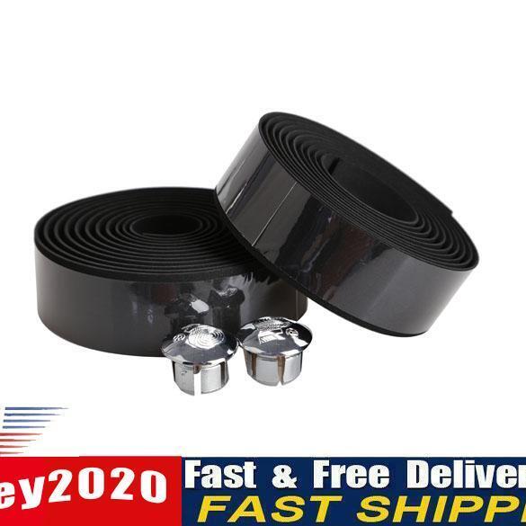 1 Pair Cycling Bike Black Non-slip Handlebar Tape Wrap with 2 Bar Plugs  Newly