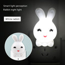 LED Night Light Cute Rabbit Intelligent Bedside Lamp Bedroom Decor (White)