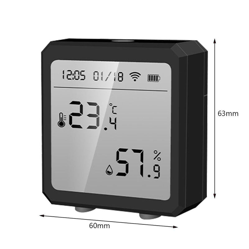WIFI Temperature Humidity Sensor Indoor Hygrometer with LCD Display (Black)