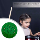 6 inch 11 Tune Musical Instrument Steel Tongue Drum for Beginner (Green) Newly