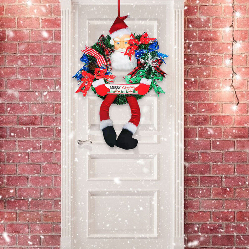 Merry Christmas Santa Claus Front Door Wreath Wall Hanging Pendant Garland