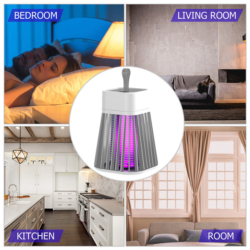 Electric Bug Insect Trap LED Lamp Mute Mosquito Killer (Rechargeable Grey) Newly