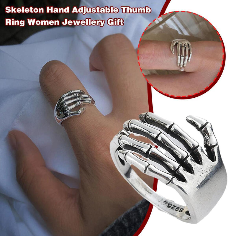 Skeleton Hand Silber Plt verstellbarer Daumenring Damen Schmuck Geschenk.