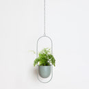 Nordic Hanging Iron Flower Pot Garden Succulent Chain Hanger Basket (Green)