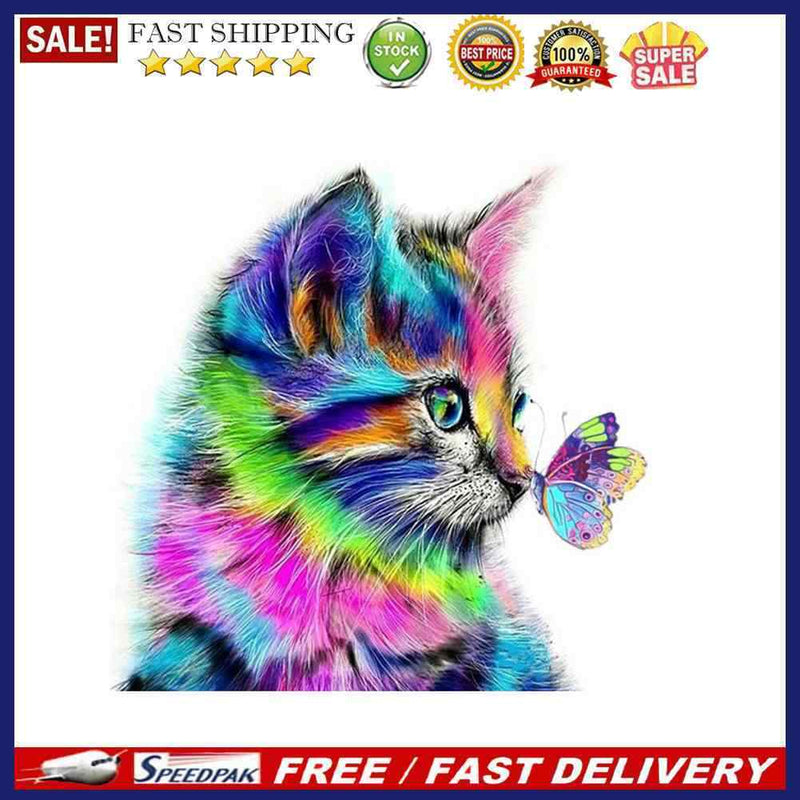 Cat Butterfly 5D Full Drill Painting DIY Needlework Set Mosaic Art Craft