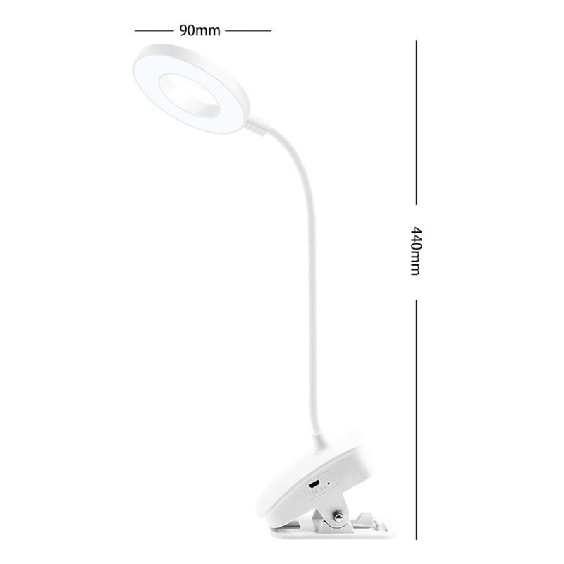 White for Bedside Table Lamp Headboard Clip On LED Table Light Ring Shape