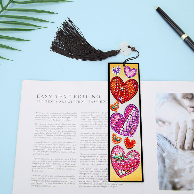 Leather DIY Special Shaped Diamond Painting Love Heart Tassel Bookmark Newly