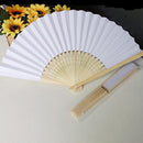 White Hand Held Fan Folding Bamboo Paper Wooden Wedding Party Decor Events V4I1