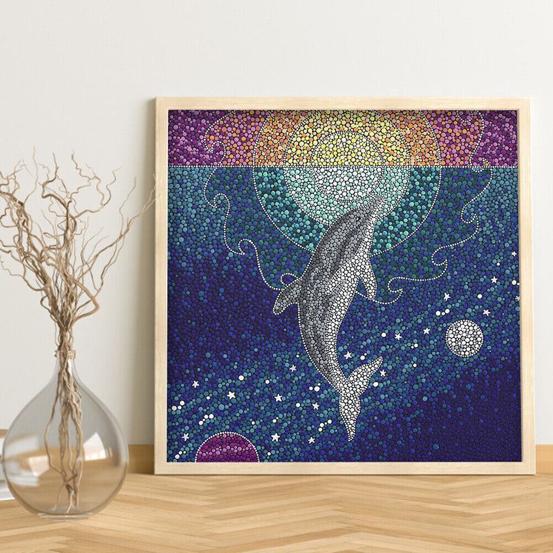 5D DIY Full Special Shaped Drill Diamond Painting Dolphin Animal for Decor Newly