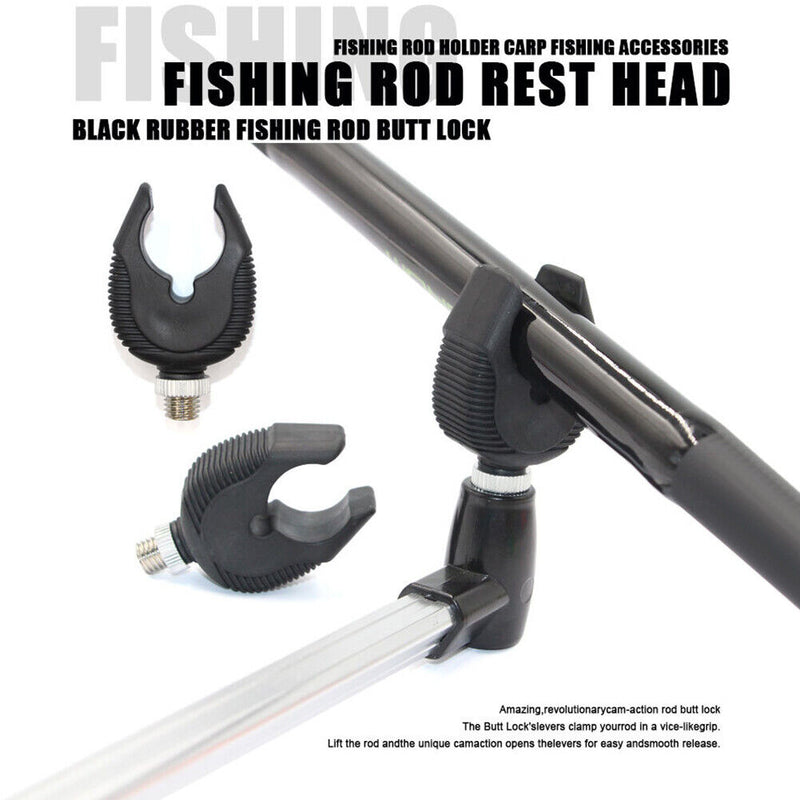 2pcs Fishing Rod Rest Butts Gripper Grips Pole Holder Support Head Black