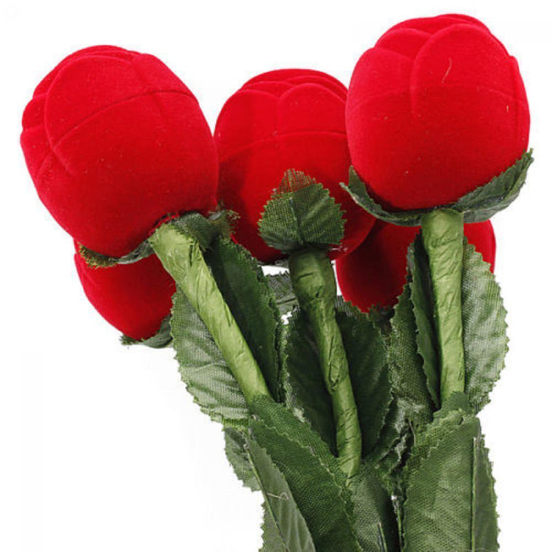Wedding Valentine's Flower Red Rose Display Ring/Earrings/Pendant Jewelry Box