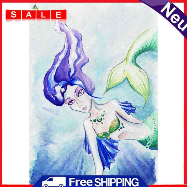 Art 5D Watercolor Fish Lady Drill Diamond Rhinestone DIY Full Round Painting Kit