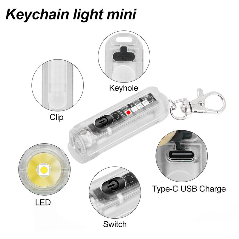 Mini LED EDC Flashlight Fishing Camping Emergency Keychain Lights (White) Newly