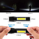 LED Lighting Torch Lamp USB Rechargeable COB Side Light Mini Glare Flashlight