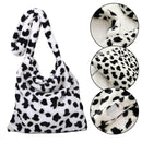 1*Retro Cow Print Plush Women Fashion Big Capacity Shoulder V3J3 Handbag Z5X0