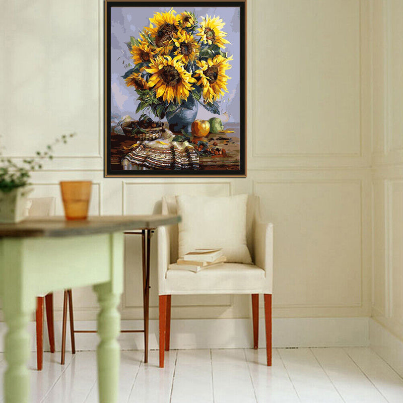 Sun Flower 40x30cm DIY Paint By Numbers Oil Painting Kit Canvas