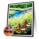 5D Diamond Painting DIY Riverside Flowers Full Round Drill Wall Decor Rhinest