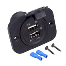 Car Motor Waterproof Dual USB Socket Charger Power Adapter#