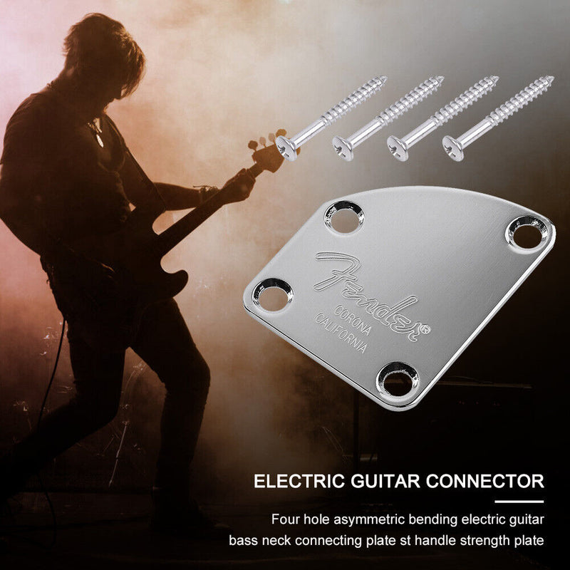 1 Set Electric Guitar Bass Neck Back Plate with 4 Screws Guitar Replacement