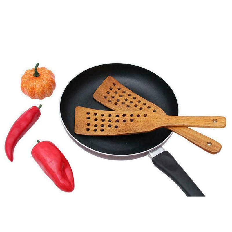 Wooden Wok Shovel cooking Spoon Non Stick Wood Long Kitchen Spatula Rice I6L5