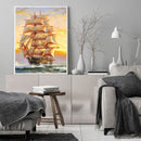 Canvas Painted Oil Paint By Numbers Sailing Boat Wall Art Modern Bedroom Decor