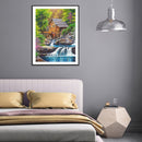 5D Diamond Painting Kit House Waterfall Full Round Drill Rhinestone DIY Art