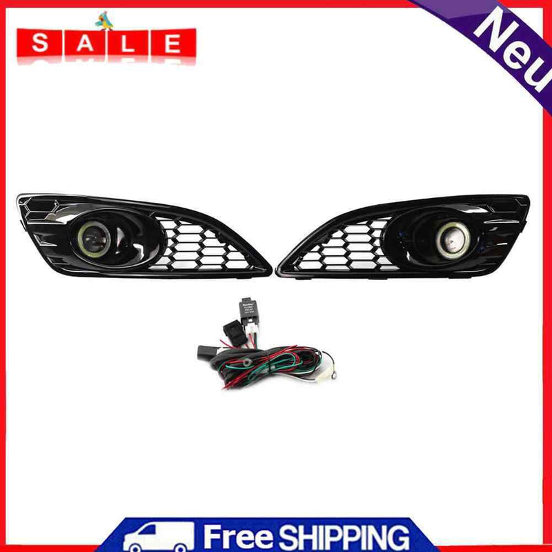 For Ford Fiesta JA8 13-17 White Lens Fog Lights Headlight Cover Hood Grill Kit