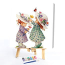 Hand Painted Oil Paint by Numbers DIY Two Girls Drawing Wall Art Decoration Gift