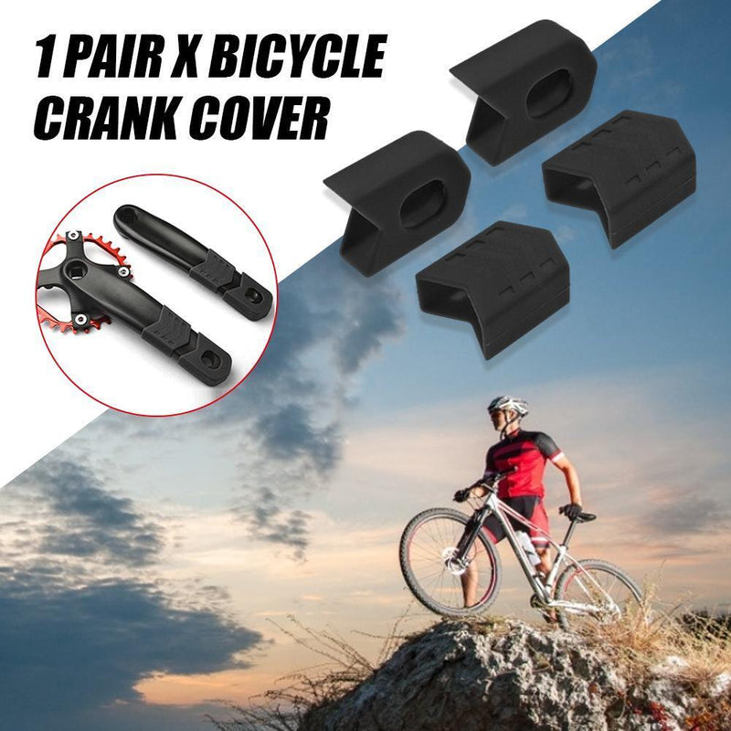 1 Pair Bicycle Crank Covers Silicone Crankset Protector Arm Sleeve (Black)