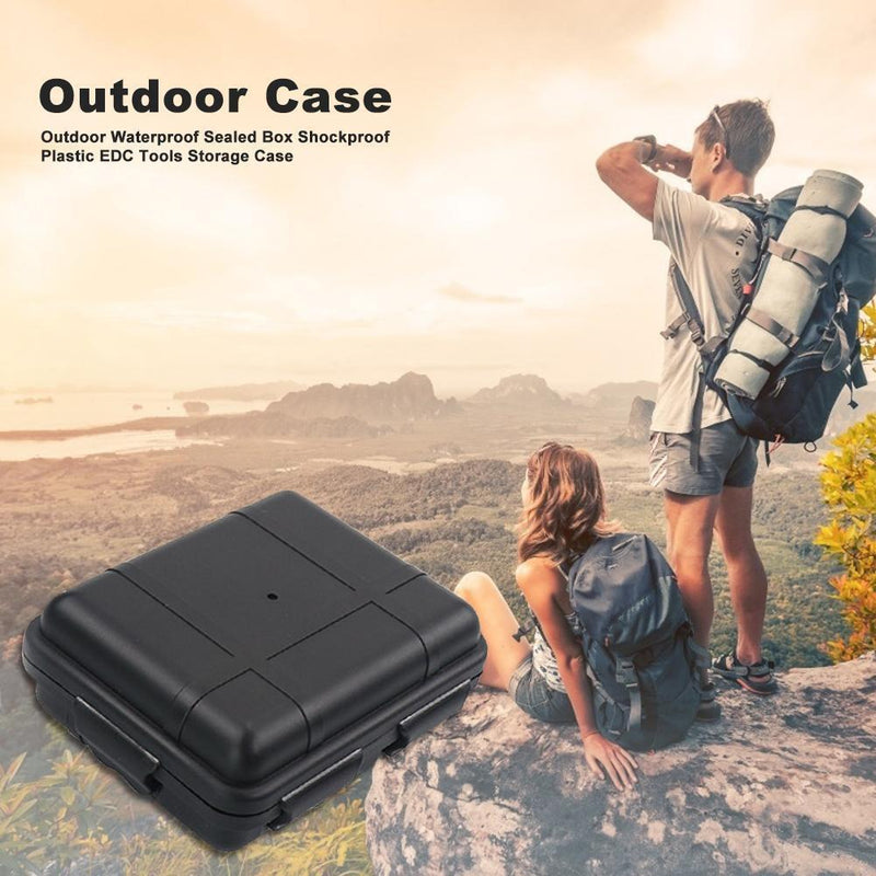 Outdoor Waterproof Sealed Box Shockproof EDC Tools Storage Case (Black S)