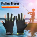 Fishing Gloves Anti-slip 2 Cut Finger Breathable Cycling Mitten (Green)