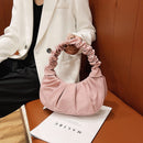 Autumn Solid Female Handbag Pleated Dumpling Shoulder Bags Party Totes Wristlets