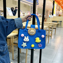 Felt Handbag Totes Kids Cute Cartoon Fabric Top-Handle Shopping Shoulder Bag