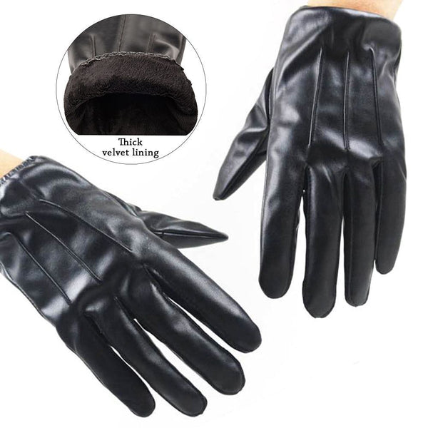 Warm Waterproof Touch Screen Gloves PU Leather Gloves Thicken Fleece Guantes