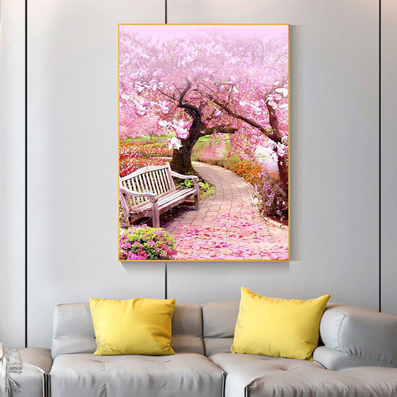 Full Square 5D DIY Diamond Painting Embroidery Cross Stitch Cherry Blossom Chair